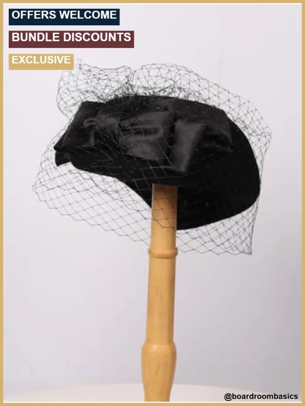 Wool Felt Fascinator Hat for Women Bowknot Veil Formal Church Tea Party
